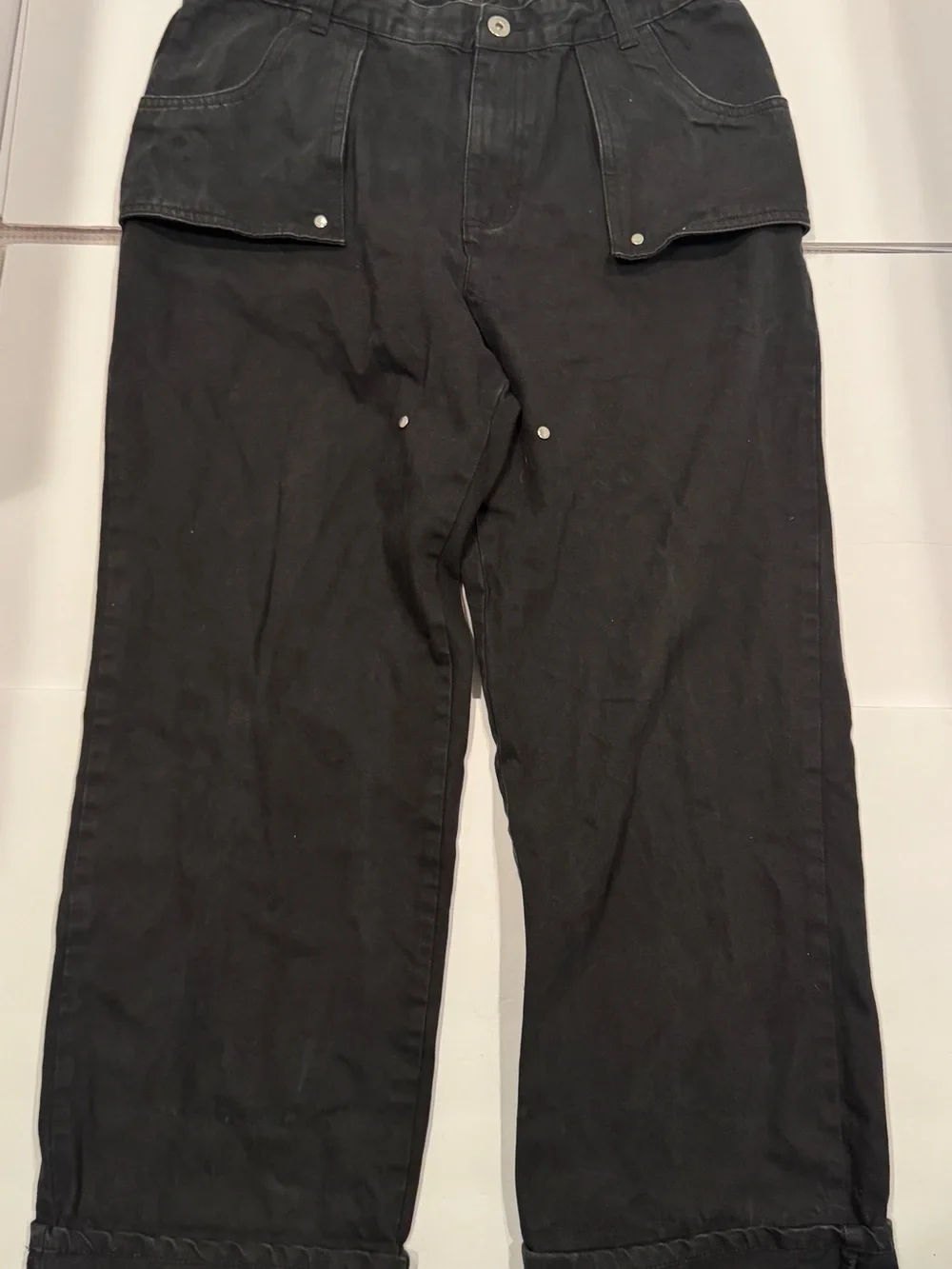 Hot Topic Men 36 Baggy Wide Leg Pants Black Silver Rivet Goth Grunge Streetwear